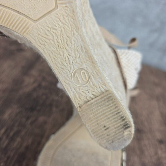 J Crew Marianne Espadrille Wedges 10 Brown Tan Twist Lace Up Ankle Jute Italian - Picture 2 of 14